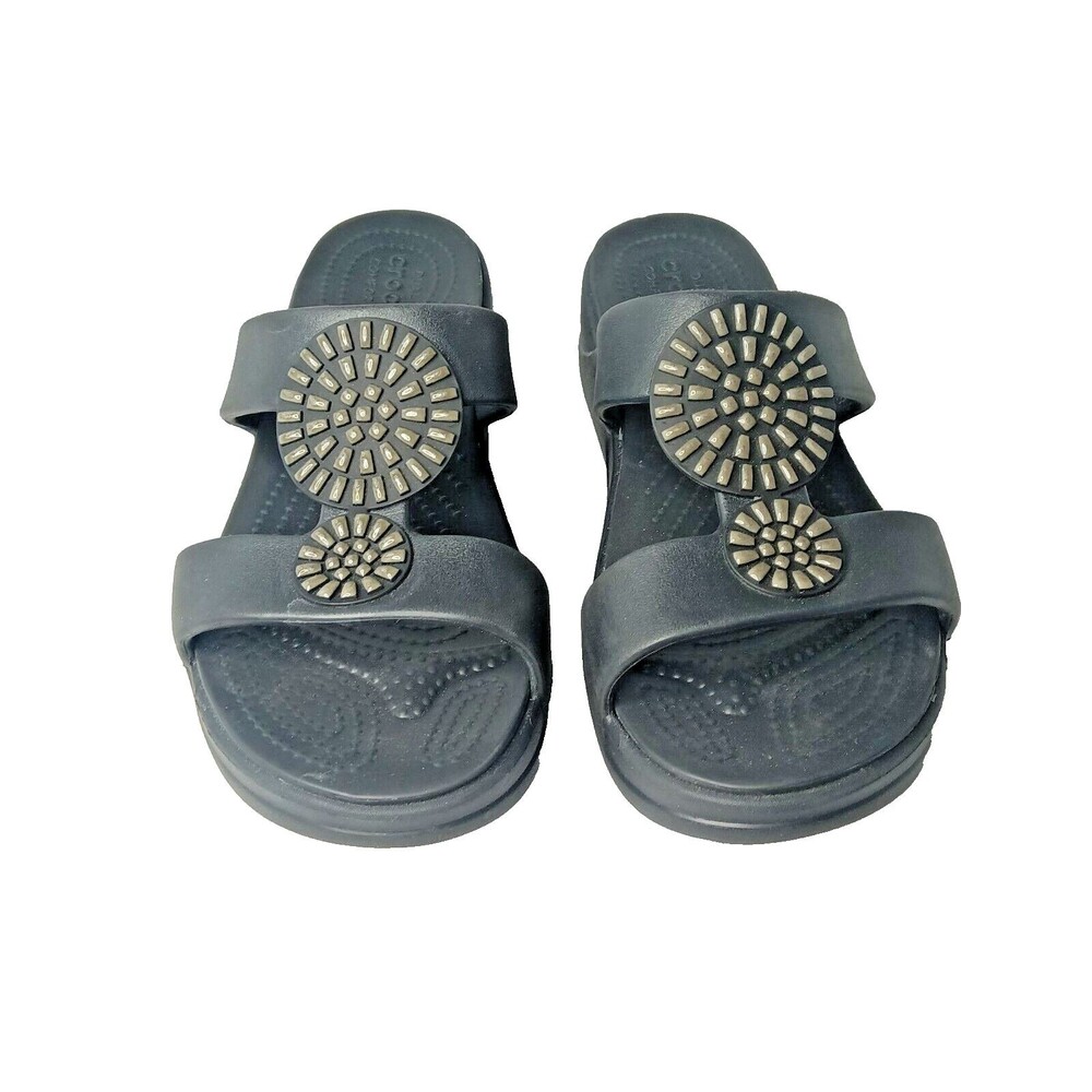 Crocs Monterey Diamante Wedge Sandals Women's Size 10 Shoes Black